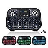 Mini Wireless Keyboard with RGB Backlit, 2.4GHz Wireless Mini Keyboard Rechargeable Controller with Touchpad Mouse Combo, Compatible with Android TV Box, IPTV, HTPC, Smart TV, PC,etc.