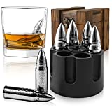 Gift for Fathers Day from Daughter Son Wife, Unique Whiskey Stones Bullets for Him Husband Grandpa Brother Anniversary Birthday, Cool Man Cave Gadgets Retirement Presents | Silver