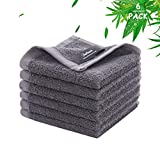 Bamboo Wash Cloths, Jeffsun Makeup Remover Facial Cleansing Cloths, Super Soft and Gentle Face Towel for Delicate Sensitive Skin, Baby Washcloths (10X10 inch - Pack of 6)