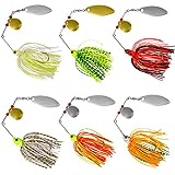Spinner Baits Bass Fishing Lures Kit,Hard Spinnerbait Buzzbait Lures Bass Jig Skirts Trout Lure Freshwater Metal Swimbaits for Pike Trout Salmon