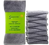 Bamboo Washcloths12 Pack 13' x 13' - Soft Wash Cloths for Your Face Towel, Wash Cloths for Your Body (Gray)
