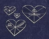 Heart Template 4 Piece Set. 1,2,3,4 Inch - Clear 1/8' Thick w/guidelines