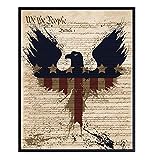 American Pride Dictionary Wall Art - 8X10 US Constitution Poster for Office or Home Decor - Patriotic Gift for Americana Fans - Vintage Decoration - Memorial, Veterans Day or 4th of July Print