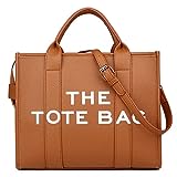 Tote Bag for Women Leather Crossbody Tote Handbag Fashion Letter Commute Shoulder Bag Canvas Top-Handle Purse for Travel Work
