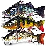 Proaovao Lifelike 4 inch Swimbait 3 Fishing Lures for Bass Trout Perch- Jointed Swimming Hard Bait Freshwater Fishing Gear Tackle Lures Kit (g421 - 4'' 0.76oz)