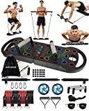 HOTWAVE Portable Exercise Equipment with 16 Gym Accessories.20 in 1 Push Up Board Fitness,Resistance Bands with Ab Roller Wheel,Pilates Bar. Strength Training for Man,Full Body Workout Machine at Home