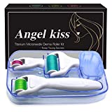 Derma Roller for Face and Body - Angel Kiss 4 in 1 Titanium Microneedling Roller Kit Micro Needle Dermaroller Skin Care Tool, 300/720 Needles 0.25mm,1200 Needle 0.3mm