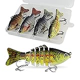 ZACX 3D Lifelike Fishing Lures for Bass Trout Perch Freshwater Fishing Lures Multi Jointed Swimbait Hard Bait Freshwater Fishing Gear Fishing Stuff Fishing Gifts for Men (Pack of 4)