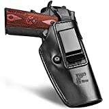 Full Grain Leather Holster for Most 1911 Style Handguns,Compatible with Kimber -Colt- S&W -Sig- Remington & More, Fit 5'' 4.25'' 4'' Barrel, Minor Adjustment On Retention, Not Fit Light Attachment