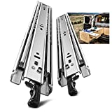 AOLISHENG Heavy Duty Drawer Slides 22 Inch with Lock Full Extension Ball Bearing Cabinet Telescoping Locking Sliding Rails Tool Box Runners Tracks Glides 150 lb Load Capacity Side Mount 1 Pair