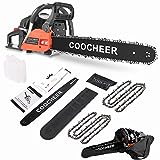 COOCHEER 62CC Gas Chainsaw 20inch 3.5 HP Power Chian Saw with 2 Saw Chains and Carrying Bag 2-Cycle Handheld ChainSaw with Tool Kit for Tree Stumps,Felling and Firewood Cutting