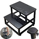 YAKANJ Step Stools for Adults Kids, Heavy Duty Step Stool for Kitchen Bathroom Bedroon,Metal Frame Hold Up to 500 Lbs Capacity Metal Frame -Black