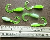50 Chartreuse White 2' Triple Tail Ring GRUBS Crappie Fishing Baits Perch Lures