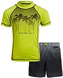 Body Glove Boys' Rash Guard Set - 2 Piece UPF 50+ Swim Shirt and Bathing Suit (4-12), Size 4, Neon Yellow/Black