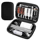 Shotgun Cleaning Kit 12 20 410 - Gauge Caliber 21 in 1 Zippered Compact Portable Case Bronze Brush, Brass Adaptor, Cotton Mop, Cleaning Pick, Patch Holder, Cleaning Patches, Empty Oil Bottle (Black)