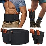 Bundle of Belly Band + Ankle Holster, Concealed Carry with Magazine Pocket/Pouch for Women Men Compatible with Glock, Ruger LCP, M&P Shield, Sig Sauer, Ruger, Kahr, Beretta, 1911, etc