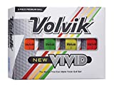 Volvik New Vivid 3-Piece Premium Matte Finish Color Golf Balls 1 Dozen (12 Balls)- Assorted Color