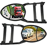 2 Pieces Black Clamp-On Towing Mirrors Car Mirror Extenders Clip on Mirrors Universal Tow Mirrors for Vehicle Car Truck Trailer Mirror Extensions Accessories