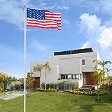 VINGLI Upgraded 20FT Sectional Aluminum Flagpole, Thick Tube Halyard Flag Pole,Kit Free 27~33mph 3'x5' USA American Flag Golden Ball Top Halyard Rope PVC Sleeve,Outdoor Residential Garden Gazebo