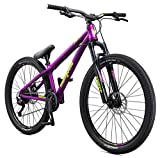 Mongoose Fireball Dirt Jump Mountain Bike, 26-Inch Wheels, Mechanical Disc Brakes, Purple