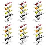 Aneew 30pcs Popper Dry Fly Flies Kit Feather Panfish Bluegill Bass Fishing Lures Trout Baits for Freshwater Stream