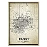 Lubbock Texas USA 20X28 inch Art City Map Vintage Painting Home Decor