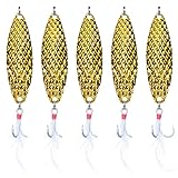 FREGITO 5pcs Fishing Lures Fishing Spoons, Trout Lures Bass Lures Hard Metal Spinner Baits for Salmon Bass Trout (Gold)