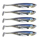 QualyQualy Soft Plastic Swimbait Paddle Tail Soft Lures 2.75' Shad Lure Shad Bait Bass Bait Shad Minnow Soft Swim Bait for Bass Trout Walleye Crappie Pike (1#, 2.75in - 6Pcs)