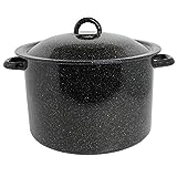 Mirro 12Qt Traditional Vintage Style Black Speckled Enamel on Steel Stock Pot with Lid, (MIR-10705)