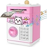 JUNEU Electronic Piggy Bank for Kids, Money Bank with Password Cute ATM Piggy Bank Coin Can, Auto Scroll Paper Money Saving Box, Great Toy Gift for Girls Boys Children