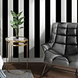 Guvana Stripe Black and White Peel and Stick Wallpaper Self-Adhesive Wallpaper 118'x17.7' Removable Contact Paper Waterproof Wallpaper Decorative Wall Covering Cabinets Shelves Drawer Liner Vinyl