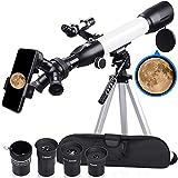 Telescope,20X-167X HD Telescop 60mm Aperture 500mm AZ Mount Astronomical Refracting Telescope Adjustable Portable Telescopes with Adjustable Tripod, Phone Adapter, Nylon Bag