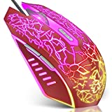 VersionTECH. Wired Gaming Mouse, Ergonomic USB Optical Mouse Mice with Chroma RGB Backlit, 1200 to 3600 DPI for Laptop PC Computer Games & Work – Red