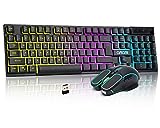 CHONCHOW Wireless Gaming Keyboard and Mouse Combo, Rechargeable Rainbow LED Light Up Wireless Keyboard and Ergonomic Wireless Gaming Mouse, Wireless Gaming Mouse Keyboard for Xbox PS4 PS5 PC Laptop