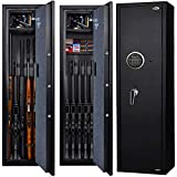 Langger V Gun Safe for Rifle, Upgraded Quick Access 5-6 Gun Large Rifle Gun Security Cabinet for Rifle Shotgun Firearms with/without Optics with Pistol Lock Box, Removable Storage Shelf