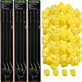 100 Pieces Simulation Fake Soft Baits Corn Floating Baits Artificial Corn Lures Carp Fishing Lures with Nice Scent and 6 Packs High-Carbon Steel Carp Fishing Hair Rig Size #2 #4 #6