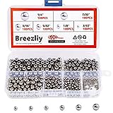 Breezliy 600 Piece 6 Sizes Assorted Loose Bicycle Bearing Balls 1/4' 7/32' 3/16' 5/32' 1/8' and 3/32'
