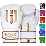 Hawk Boxing Gloves for Men & Women Training Fighting Punching Heavy Bag Mitts UFC MMA Muay Thai Sparring Kickboxing Gloves, White 10oz