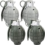 4 Pack Kids Toy Pretend Play Plastic Hand Grenades with Realistic Sound Effects & Flashing Light