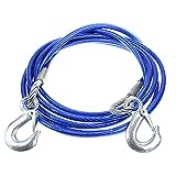 Car Vehicle Boat Steel Wire Tow Rope Emergency Steel Tow Cable Towing Strap Rope Hauling Pulling Line with Hook 5 Ton 4m Car Bumper Magnets Kind (A, One Size), Blue (Wlosery-WP7g4QUq)