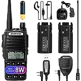 BAOFENG UV-82 8W Handheld Ham Radio, Long Range Portable Ham Radio with Extra 1800mAh Rechargeable Battery, Programming Cable and Antenna (1 Pack)