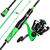 One Bass Fishing Rod Reel Combo, 2-Piece Fishing Pole with Spinning Reel Super Polymer Handle Rod-Green -1.8M
