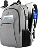 Travel Laptop Backpack, 17 Inch Laptop Backpack, Durable Large TSA Approved Backpack with Laptop Compartment, TOTWO Business Computer Backpack with USB Port College Backpack Gifts for Women Men, Grey