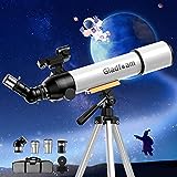 Gladfoam Telescopes, 70mm Aperture Refractor Telescopes for Adults Astronomy, Kids, Beginners, 500mm Astronomical Telescope (20X-150X) with Adjustable Tripod, Bag, Phone Adapter