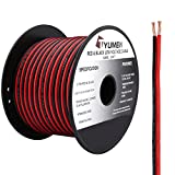 TYUMEN 50FT 12/2 Gauge 2pin 2 Color Red Black Cable Hookup Electrical Wire LED Strips Extension Wire 12V/24V DC Cable, 12AWG Flexible Wire Extension Cord for LED Ribbon Lamp Tape Lighting