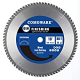 COMOWARE Circular Miter Saw Blade- 10 inch 80 Tooth, ATB Premium Tip, Anti-Vibration, 5/8 inch Arbor Light Contractor and DIY General Purpose Finishing for Wood, Laminate, Plywood & Hardwoods