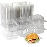 300 Pcs Clear Take Out Containers,Portable Clamshell Dessert Boxes,Disposable Plastic Square Hinged Food Container,for Salads,Fruit,Hamburgers,Sandwiches,Baked Goods(5.5' x 5' x 3')