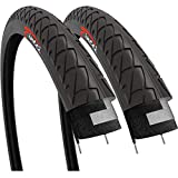 Fincci Pair 26 x 1.95 Inch Foldable Slick Tire for Road Mountain MTB Hybrid Bike Bicycle - Pack of 2 Tires