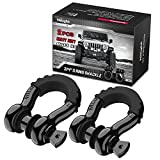 Nilight - 90052B 2 Pack 3/4' D-Ring Shackle 4.75 Ton (9500 Lbs) Capacity with 7/8' Pin Heavy Duty Off Road Recovery Shackle with Isolators & Washer Kit for Jeep Truck Vehicle