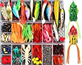 375pcs Fishing Lures for Freshwater, Fishing Tackle Box 2 Big Frogs Grasshopper Lifelike Fish Baits Plastic Worms, Artificial Fishing Baits for Bass Trout Salmon, Best Fishing Gifts for Men Kids